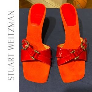 Vintage Stuart Weitzman kitten Red heels &buckle